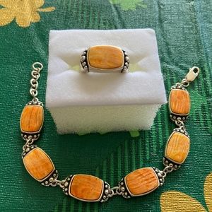 Vintage Native American Navajo Waldek Johnson Spiney Oyster Bracelet with Ring